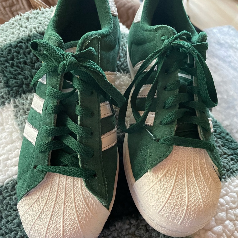 adidas Superstar Green and White Athletic Shoes